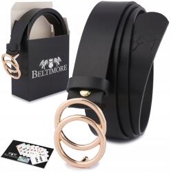 Beltimore Női bőr öv kerek nyakú ruha nadrághoz klasszikus fekete Beltimore (B02_95)