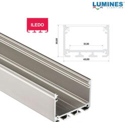  LED Alumínium Profil ILEDO Széles Magas Ezüst 2, 02 méter (ILEDO-22)
