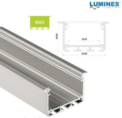  LED Alumínium Profil INSO Beépíthető Széles Mély Ezüst 1 méter (INSO-12)