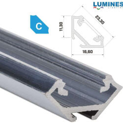  LED Alumínium Profil Sarokba rögzíthető [C] Natúr 1 méter (C-11)