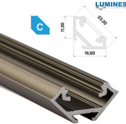 LED Alumínium Profil Sarokba rögzíthető [C] Bronz 2, 02 méter (C-23)