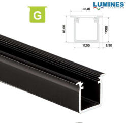  LED Alumínium Profil Beépíthető Mély [G] Fekete 2, 02 méter (G-25)
