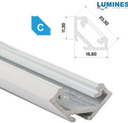  LED Alumínium Profil Sarokba rögzíthető [C] Fehér 2, 02 méter (C-24)