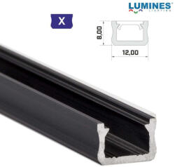  LED Alumínium Profil Keskeny [X] Fekete 2, 02 méter (X-25)