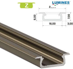  LED Alumínium Profil Beépíthető [Z] Bronz 1 méter (Z-13)
