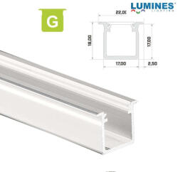  LED Alumínium Profil Beépíthető Mély [G] Fehér 2, 02 méter (G-24)