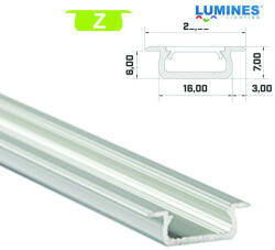  LED Alumínium Profil Beépíthető [Z] Ezüst 1 méter (Z-12)