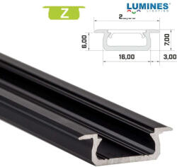  LED Alumínium Profil Beépíthető [Z] Fekete 1 méter (Z-15)