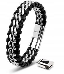 Serasar bőr karkötő ezüst színű acéllal, 20 cm (8719992933686)