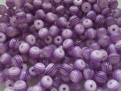 Műanyag Gyöngyök Csíkos Lila 8MM 20DB