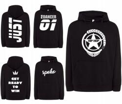 JHK Gyerek Pulóver 140 Fekete, Nyomott Mintás Kapucnis, Választható Grafikával