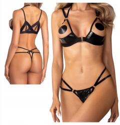 Obsessive Latex szett 2 részes nyitott Keira Lise fekete S/m