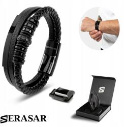 Serasar Serasar, Férfi bőr karkötő [Shine] Fekete, 20cm (Shine)