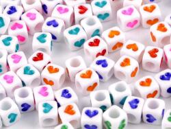  Szívecskés Kocka MIX Színes 6x6MM 50DB (340583)
