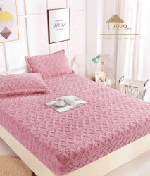 Jojo Home Husa de pat din cocolino, model tricot + 2 fete de perna 50x70cm, roz - D089 (D089)