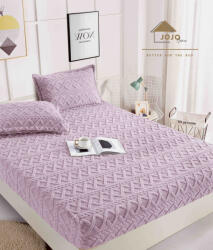 Jojo Home Husa de pat din cocolino, model tricot + 2 fete de perna 50x70cm, mov - D090 (D090)