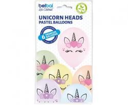 GoDan Set 6 baloane cu cap de Unicorn, colorate 30 cm GD152 Arcade si seturi de baloane (GD152)