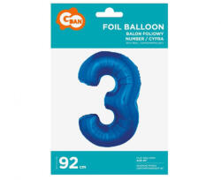 GoDan Balon folie sub forma de cifra, culoare albastra 92 cm GD624-3 Baloane folie Tip Cifra 3 (GD624-3)