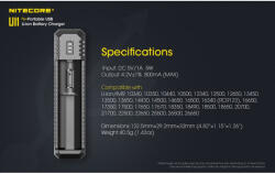 NITECORE Incarcator Nitecore UI1 USB 14500, 18650, 18350, 20700, 21700, RCR123 MF025 Incarcatoare baterii (MF025) Incarcator baterii
