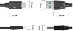 Vention Cablu de date USB 3.0 la USB de tip C - Negru V022-B2 Cabluri USB la USB C Lungime 2 Metri (V022-B2)