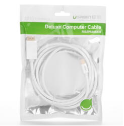 UGREEN Cablu mini DisplayPort tata la Displayport tata UG338 Cabluri Displayport si DVI Lungime 1.5 Metri Culoare Alb (UG338)