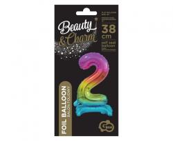 GoDan Balon folie sub forma de cifra, in nuante curcubeu 38 cm GD086-2 Baloane folie Tip Cifra 2 (GD086-2)