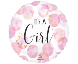 GoDan Balon folie rotund, model Its a girl, 46 cm, roz - alb GD1765 Baloane folie (GD1765)