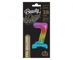 GoDan Balon folie sub forma de cifra, in nuante curcubeu 38 cm GD086-7 Baloane folie Tip Cifra 7 (GD086-7)