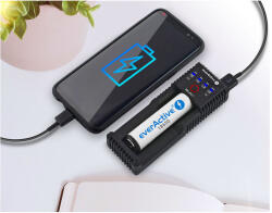 EverActive Încărcător EverActive UC-100C USB-C pentru baterii cilindrice Li-ion și Ni-MH BLR098 Incarcatoare baterii (BLR098) Incarcator baterii