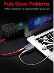 Vention USB Card Adaptor Sunet 3.5mm Audio Aux Mic V013-MG Adaptoare audio Culoare Argintiu Metalizat (V013-MG)