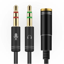 hoco. Cablu jack 3, 5 mm Mama la Dual Tata Casti Mic Audio Splitter AL485-BL Cabluri audio Culoare Negru (AL485-BL)