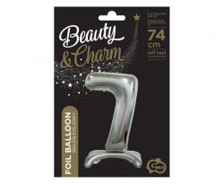 GoDan Balon folie stativ sub forma de cifra, argintiu 74 cm GD087-7 Baloane folie Tip Cifra 7 (GD087-7)