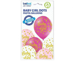 GoDan Set 6 baloane asortate cu buline latex Baby Girl 30 cm GD637 Arcade si seturi de baloane (GD637)