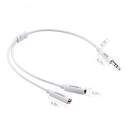 UGREEN Splitter stereo subtire de la 3, 5 mm tata la 2 x 3, 5 mm mama UG276 Cabluri audio Lungime 0.25M Culoare Alb (UG276)