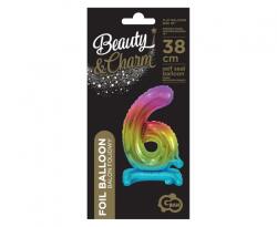 GoDan Balon folie sub forma de cifra, in nuante curcubeu 38 cm GD086-6 Baloane folie Tip Cifra 6 (GD086-6)
