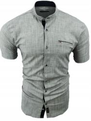 Rawlucci Férfi Ing Szürke Rövid Ujjú Sign Állógallér XL 43/44