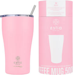 Estia Home Art Coffee Mug Save The Aegean Reciclabil Pahar Termos Oțel inoxidabil Fără BPA 500ml Blossom Rose cu Pai 01-23157 (01-23157)