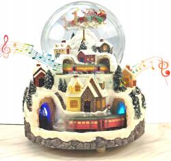 Zosudull Hógömb Led Mikulás Karácsonyi Zenedoboz Forgó Vonat 23CM (025)