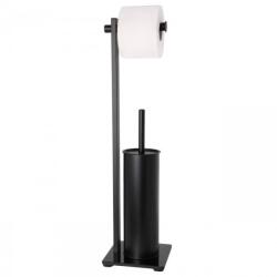 Erga Luki, WC-papír és WC-kefe tartó 2 az 1-ben, matt fekete, ERG-YKA-P. LUKI-FB (ERG-YKA-P.LUKI-FB)