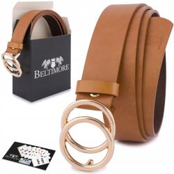 Beltimore Női bőr öv nadrághoz, ruhához, kör alakú, klasszikus camel színű Beltimore (B09_85)