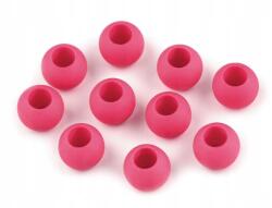 Gyöngyök Műanyag Nagy Lyukú Matt Sötét Rózsaszín 10x12MM 6DB (200036)
