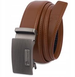 Beltimore férfi bőr öv, automata csattal, valódi bőr, ezüst vasalat, 3, 5cm széles (A52brown_125)