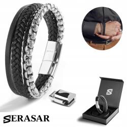 Serasar Prémium Serasar bőr karkötő [Hero] Ezüst 23cm (B048-23)