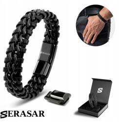 Serasar Serasar, Férfi Bőr Karkötő [Acél] Fekete, 17cm (8719992933648)