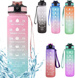  Sticlă de apă motivațională cu gradient, citate și cronologie (1000 ml) - roz pal/albastru pal (ON12-babypink-babyblue)