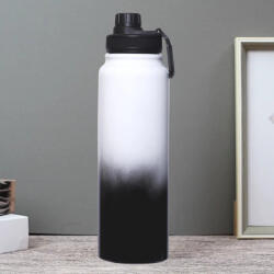  Termos din oțel inoxidabil cu capac etanș pentru băuturi reci și calde - 950 ml - Gradient negru-alb (DL-0187)