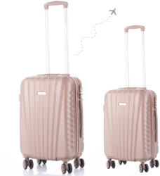 Leonardo Da Vinci Set valize de cabina Leonardo Da Vinci cu cifru, mâner telescopic și roți detașabile - mărimea XS și S - Roz deschis (6067_set_rosegold) Valiza
