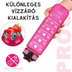  Sticlă de apă motivațională colorată cu citate și cronologie (1000 ml) - Magenta (ON12-magenta)