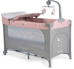Cangaroo Once Upon3 két szintes utazóágy zenélő játékkal, pelenkázós - pink
