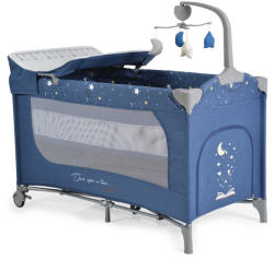 Cangaroo Once Upon3 két szintes utazóágy zenélő játékkal, pelenkázós - farmer kék